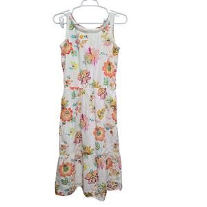 GAP Kids Floral Sundress XXL 14 16 White Tiered Cotton